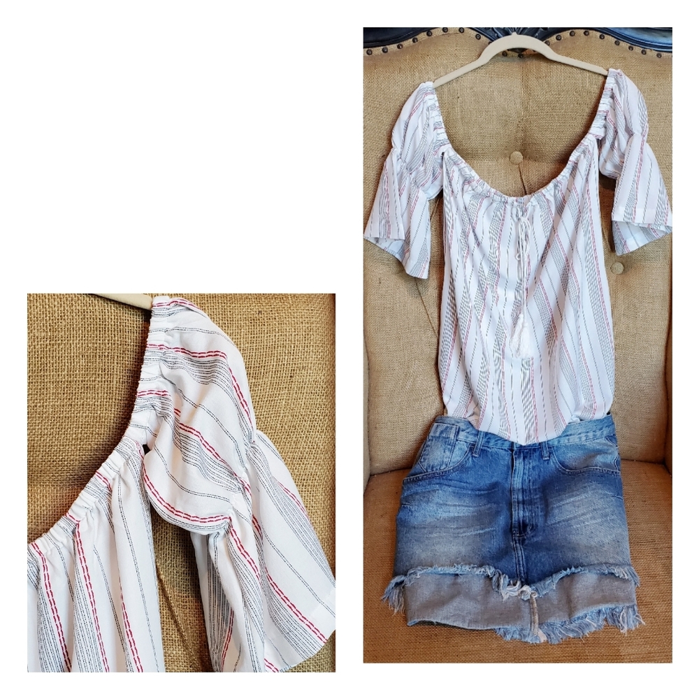 Striped Off Shoulder Tunic
